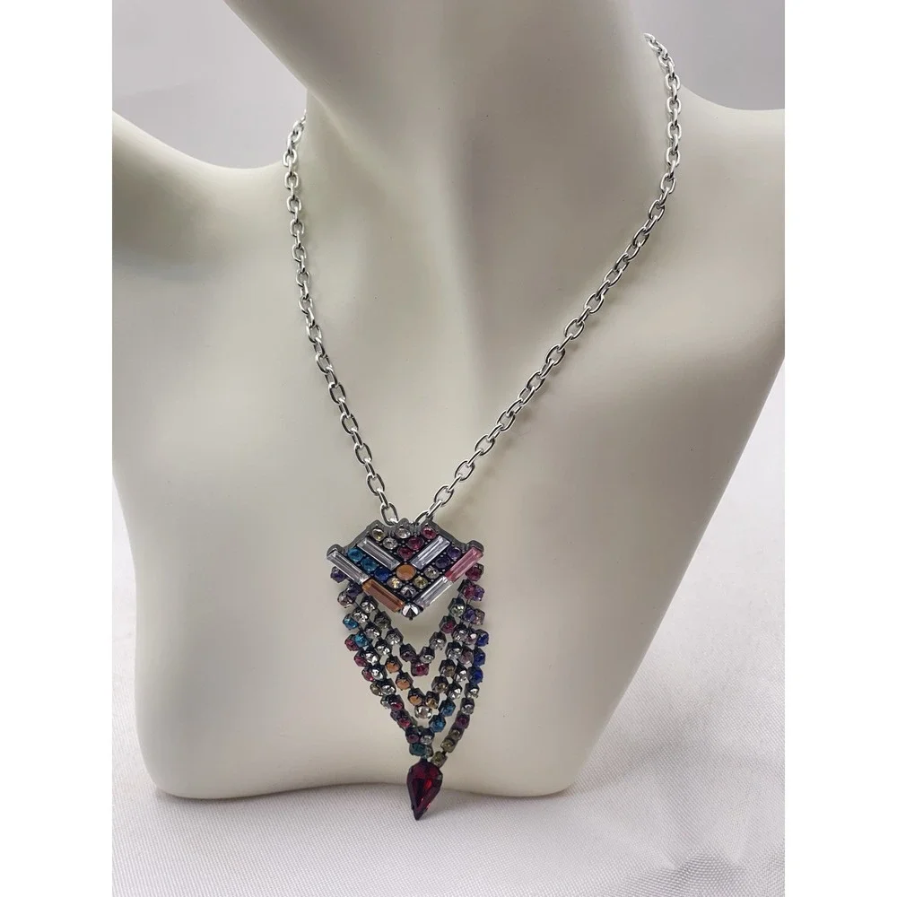 one piece peacock neckless purple silver and green adjustable‎ B-7